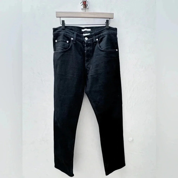 Helmut Lang || Masculine Hi Straight Matte Powder Black Denim Classic Jeans 33 - Picture 1 of 12
